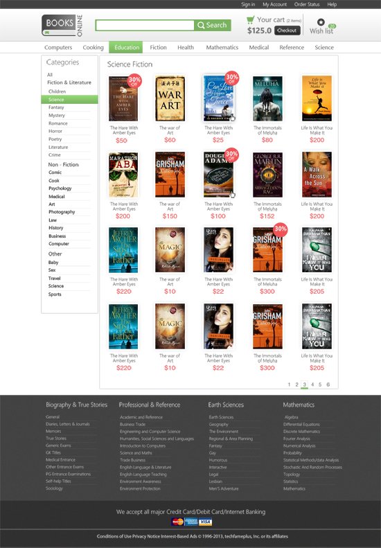 Online Bookstore E commerce Template PSD Design techfameplus