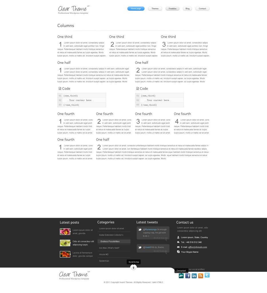 Clear theme Column page