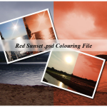 Best Red Sunset PSD Colouring File