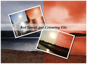 Best Red Sunset PSD Colouring File