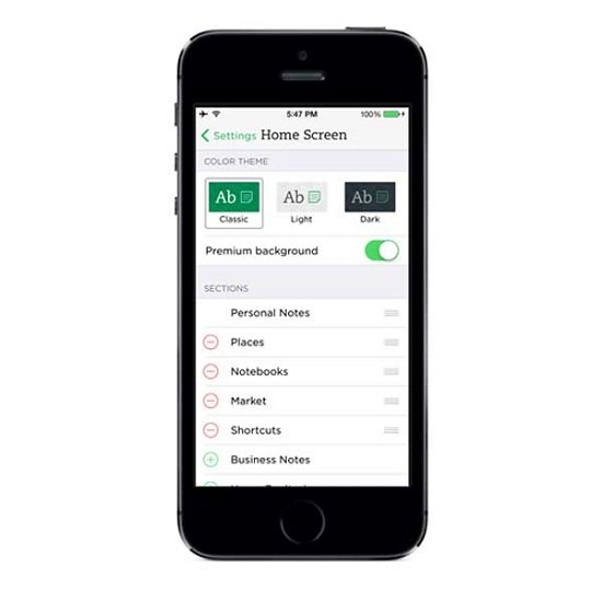 Evernote faster and customizable on iPhone and iPad