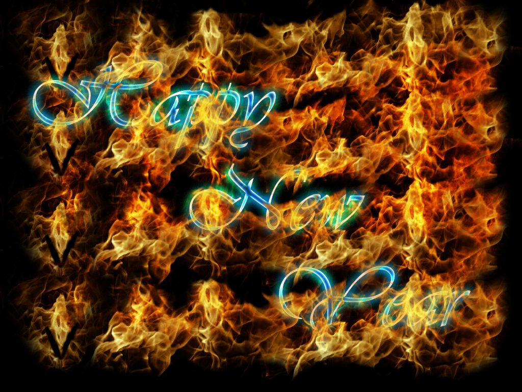 Happy New Year 2015 Text With Flame Effect #1