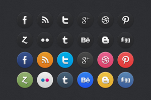 12 Awesome Social Media Icons with Hover PSD Design