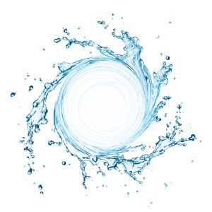 blue color water splash on white background