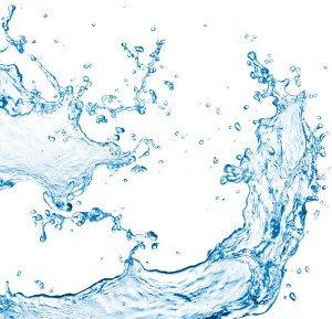 blue color water splash on white background