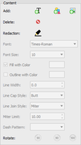 Edit PDF Content panel Techfameplus