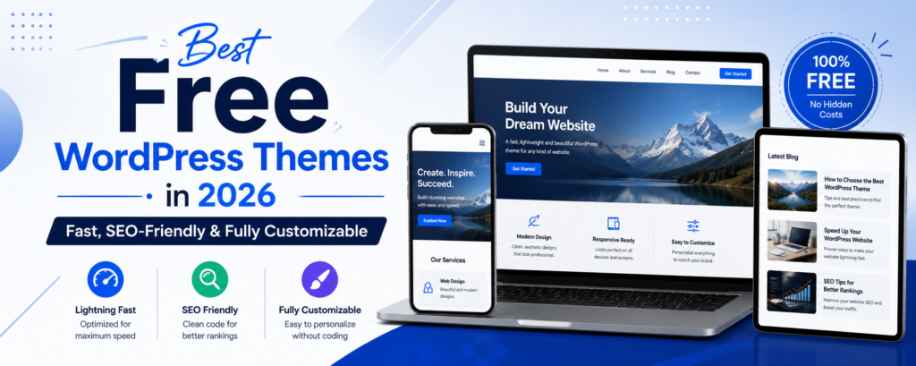 Best Free WordPress Themes in 2026 (Fast, SEO-Friendly & Fully Customizable)
